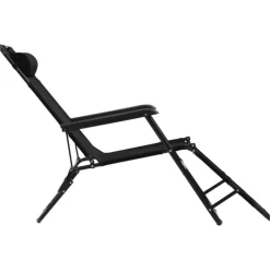 Set de 2 chaises longues pliables avec repose pied