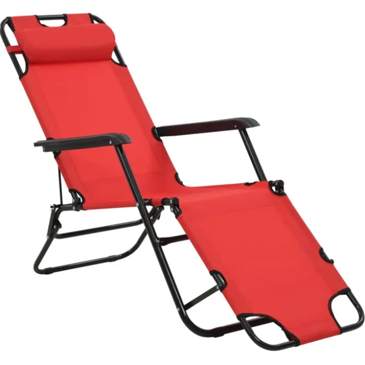 Set de 2 chaises longues pliables avec repose pied