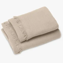 Set de 2 serviettes de douches en gaze de coton