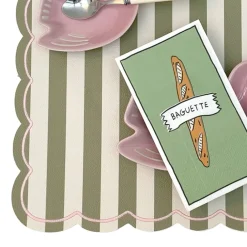 Set de table rectangulaire à rayures avec bords ondulés