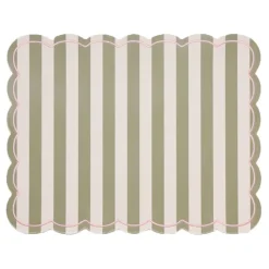 Set de table rectangulaire à rayures avec bords ondulés