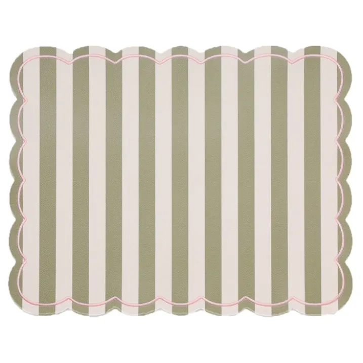 Set de table rectangulaire à rayures avec bords ondulés