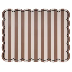 Set de table rectangulaire à rayures avec bords ondulés