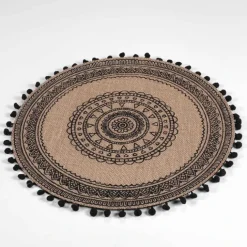 Set de table rond en jute avec pompons