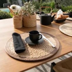 Set de table rond en jute rigide tressée