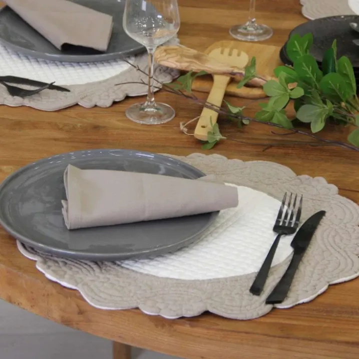 Set de table rond lavable matelassé coton