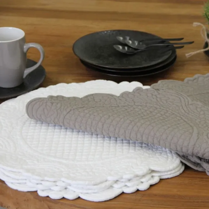 Set de table rond lavable matelassé coton