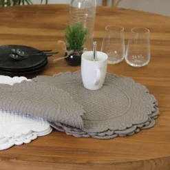 Set de table rond lavable matelassé coton
