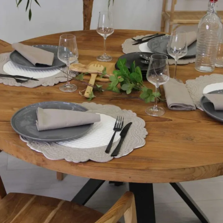 Set de table rond lavable matelassé coton