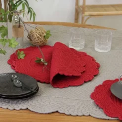 Set de table rond lavable matelassé coton