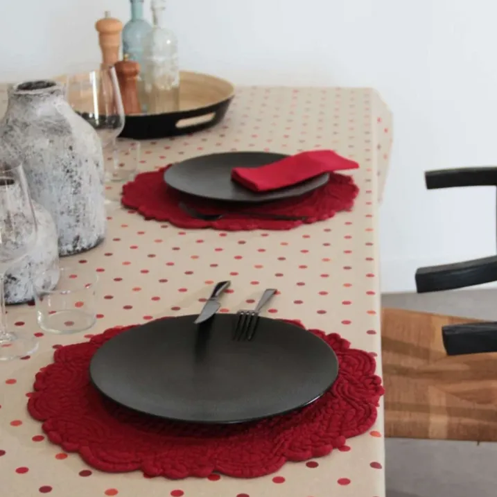 Set de table rond lavable matelassé coton