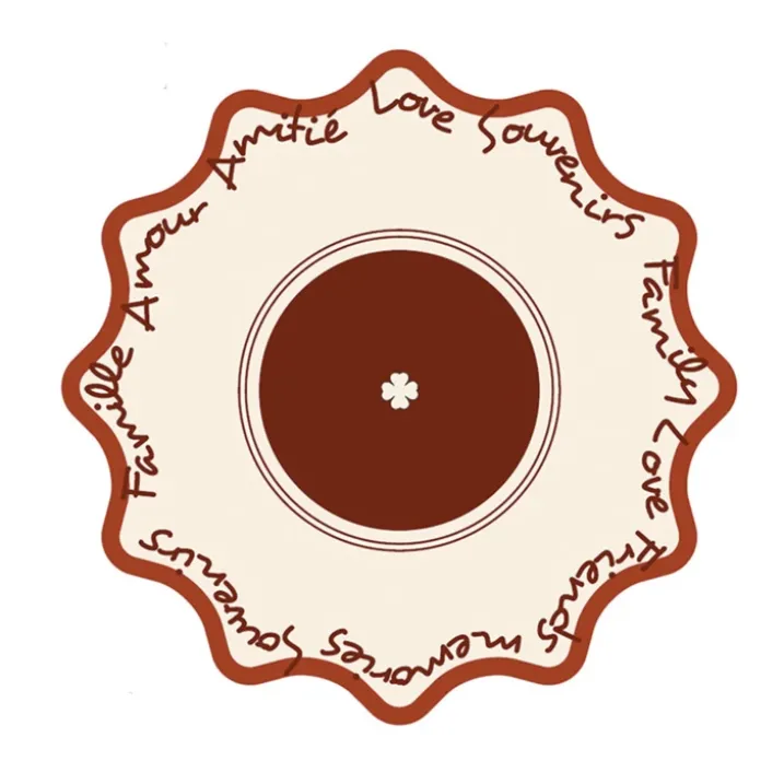 Set de table rond rigide avec écriture décorative