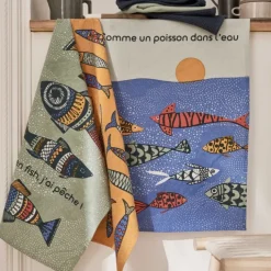 Set de 3 torchons motifs poisson