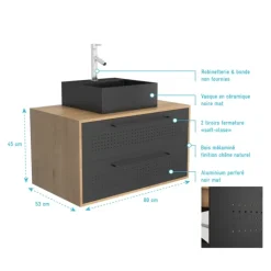 Set meuble de salle de bains avec vasque carrée
