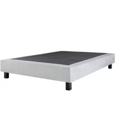 Sommier tapissier bois massif gris avec pieds