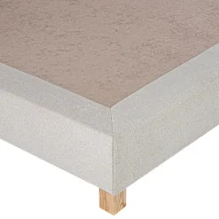 Sommier tapissier bois massif beige avec pieds