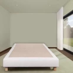 Sommier tapissier bois massif beige avec pieds