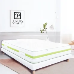 Sommier tapissier bois massif blanc avec pieds