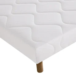 Sommier tapissier bois massif blanc avec pieds