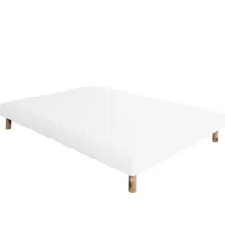 Sommier tapissier bois massif blanc avec pieds