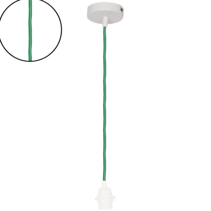 Suspension avec douille blanche et câble tissé