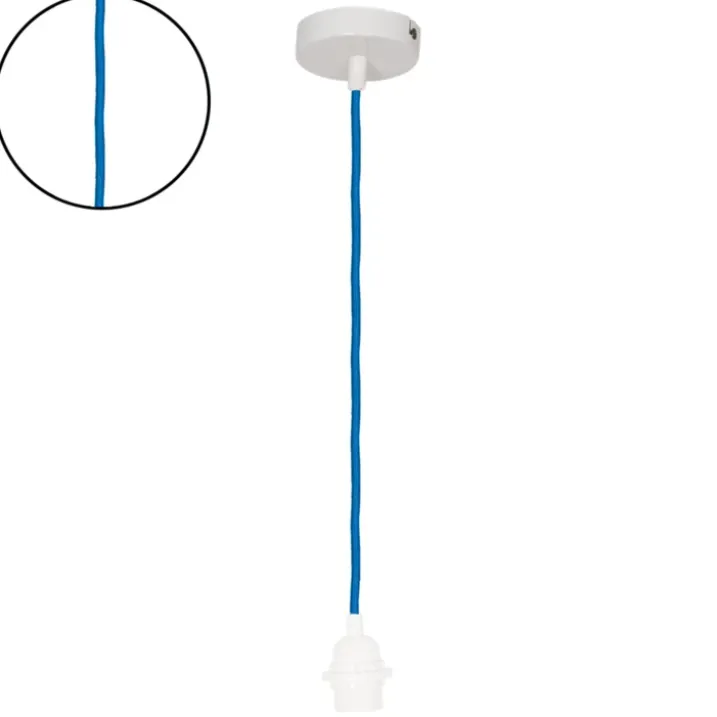 Suspension avec douille blanche et câble tissé