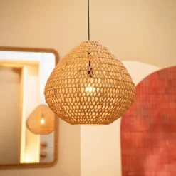 Suspension boule en fibres tressées