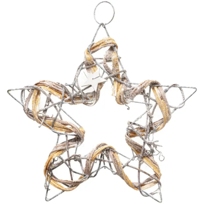 Suspension de Noël en métal et rotin
