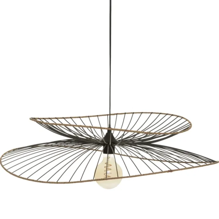 Suspension design en métal et raphia