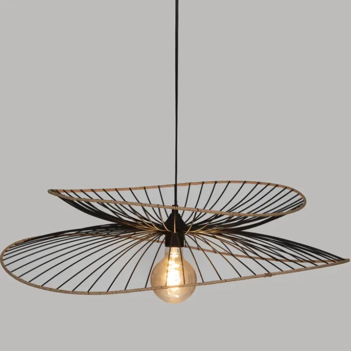 Suspension design en métal et raphia