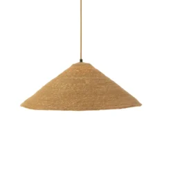 Suspension luminaire chapeau jonc naturel