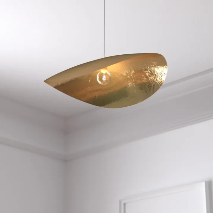 Suspension luminaire design en métal doré