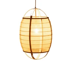 Suspension luminaire en lin et bambou