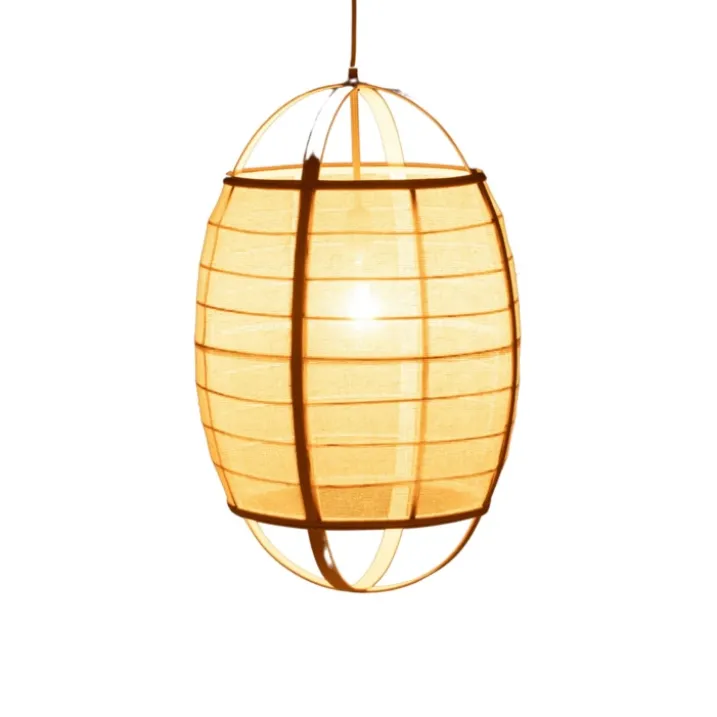 Suspension luminaire en lin et bambou