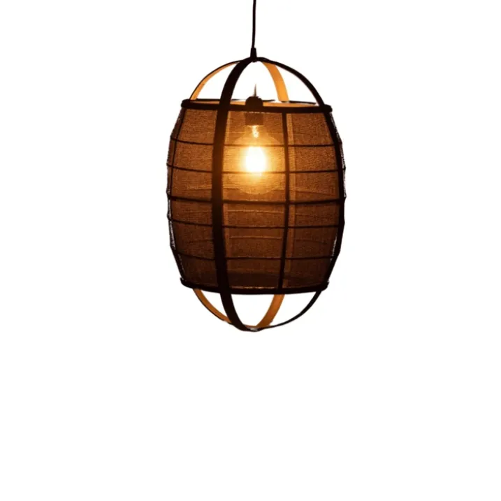 Suspension luminaire en lin et bambou