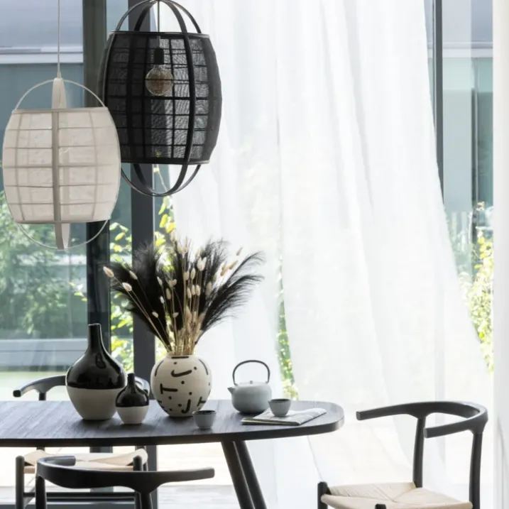 Suspension luminaire en lin et bambou