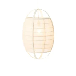 Suspension luminaire en lin et bambou