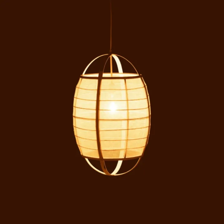 Suspension luminaire en lin et bambou