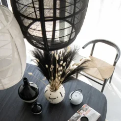 Suspension luminaire en lin et bambou