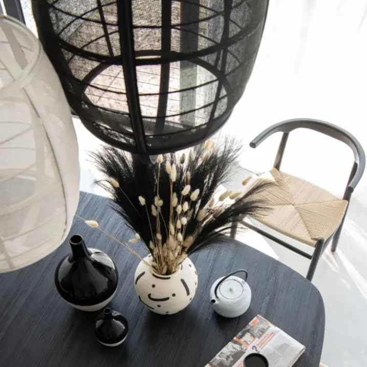 Suspension luminaire en lin et bambou