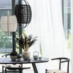 Suspension luminaire en lin et bambou