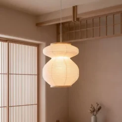 Suspension luminaire en papier sculptural