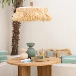 Suspension ronde en raphia