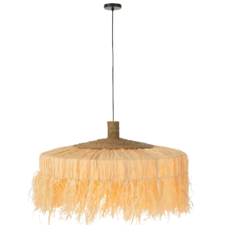 Suspension ronde en raphia