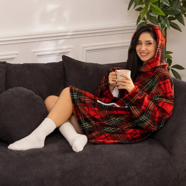 Sweat plaid à capuche