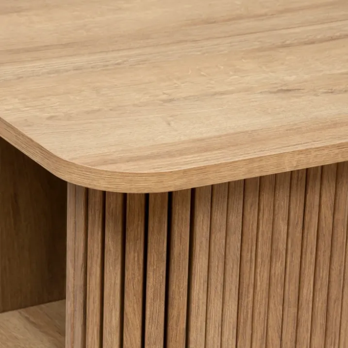 Table bar aspect bois avec rangements intégrés