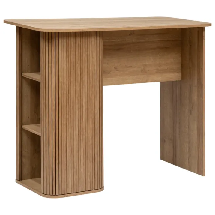 Table bar aspect bois avec rangements intégrés