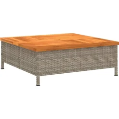 Table basse de jardin en bois et résine tressée