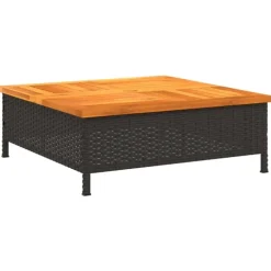 Table basse de jardin en bois et résine tressée