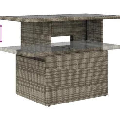 Table basse de jardin relevable avec plateau en verre